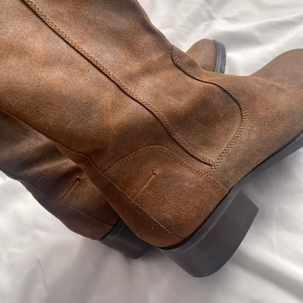 Vintage Donald Pliner Brushed Suede Knee High Riding‎ Boots
